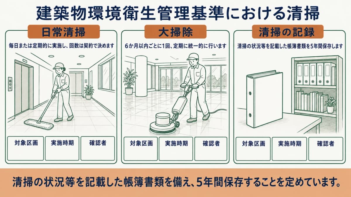 日常清掃と大掃除、記録保存の関係図