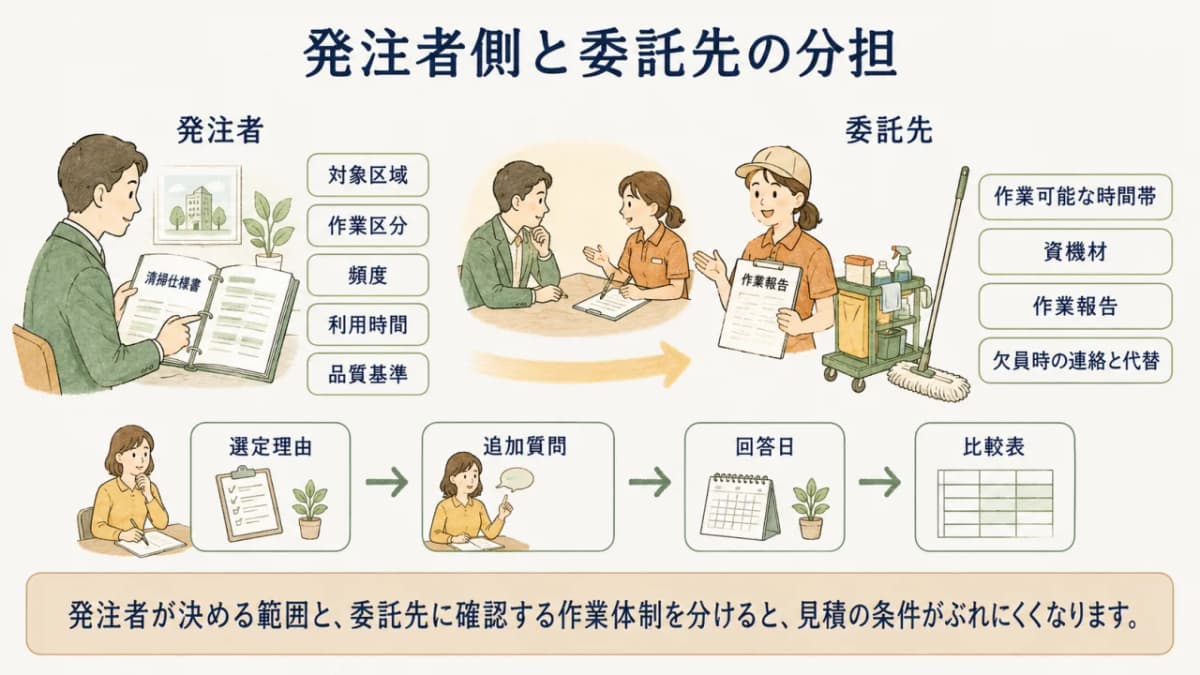 発注者側と委託先の分担