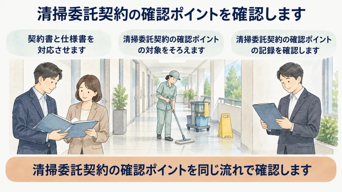 清掃契約書と仕様書を対応させる図