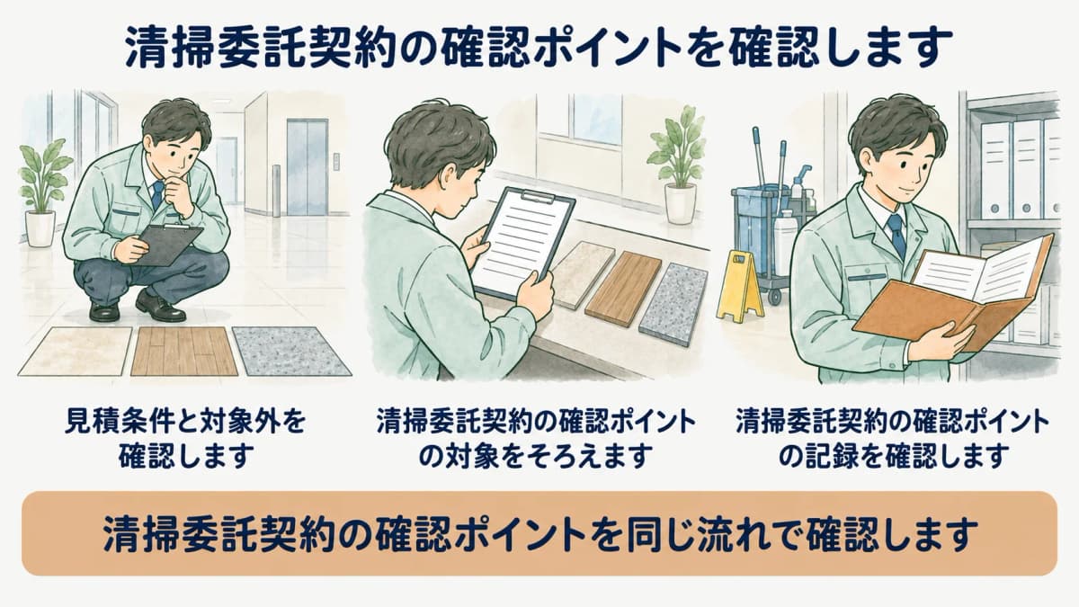 清掃見積の条件と対象外を確認する図
