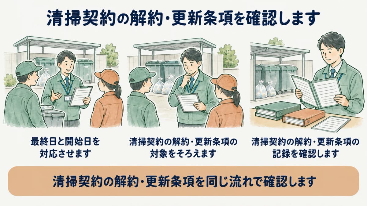 清掃の最終日と開始日を対応させる図