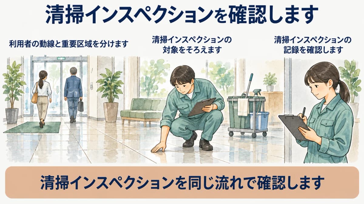 利用者の動線と重要区域を分けるポイントを示す図