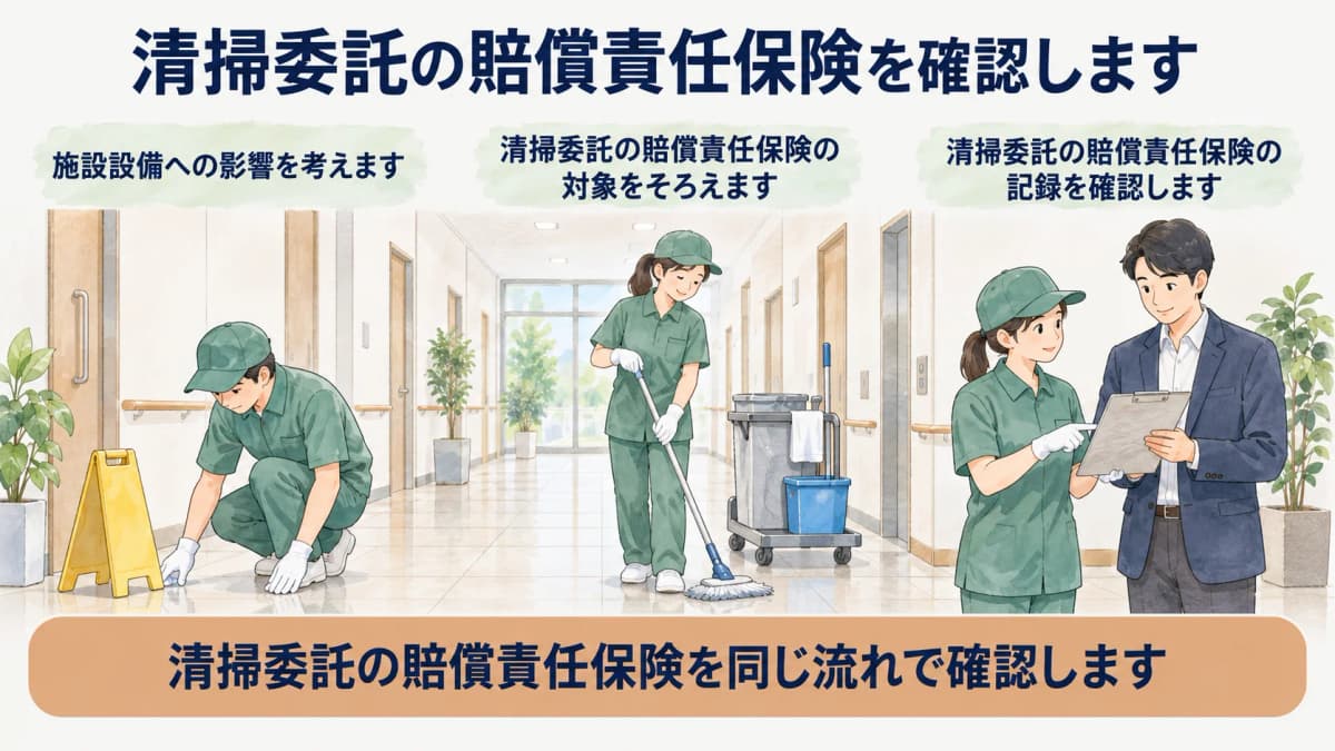 清掃事故で施設設備への影響を整理する図