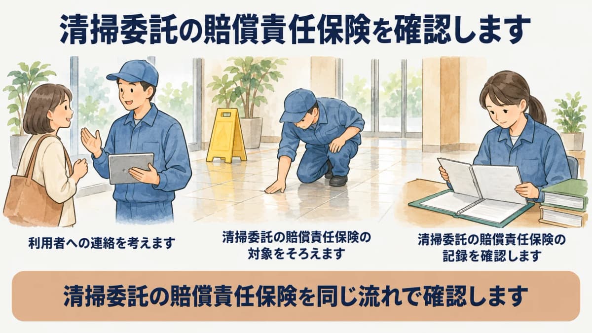 清掃事故で利用者への連絡を整理する図
