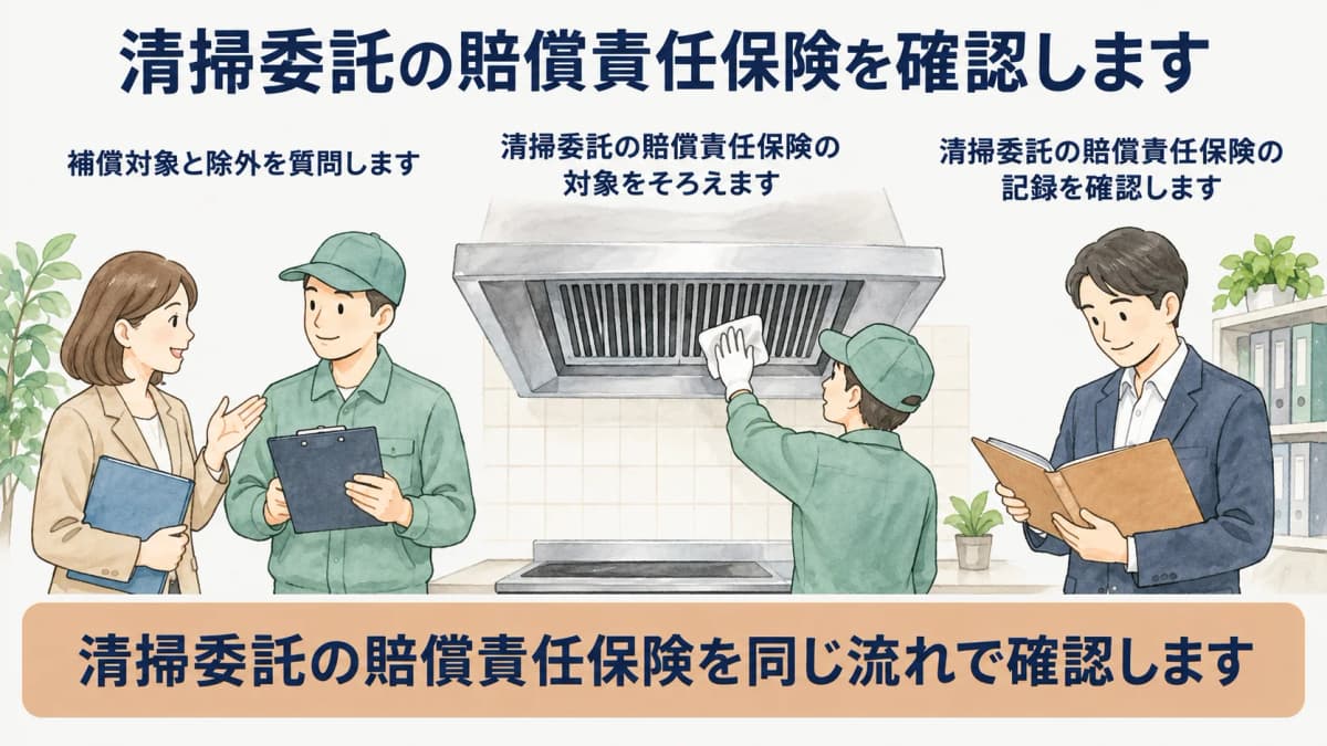 清掃保険の補償対象と除外を質問する図