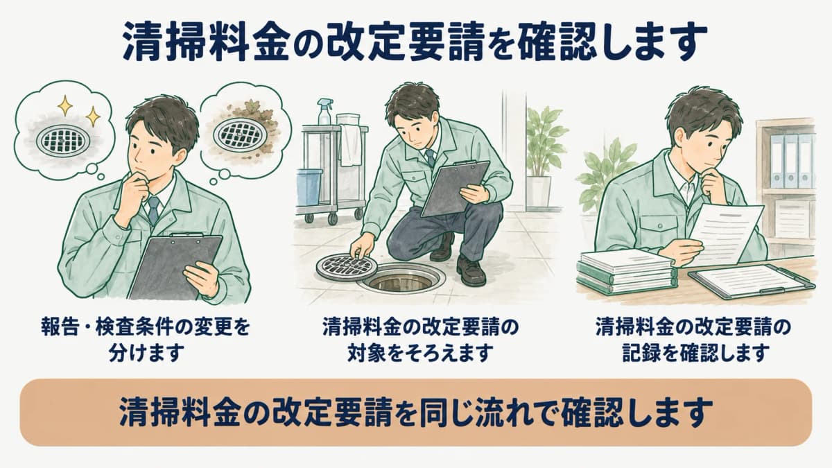 料金改定時の報告と検査条件を分ける図