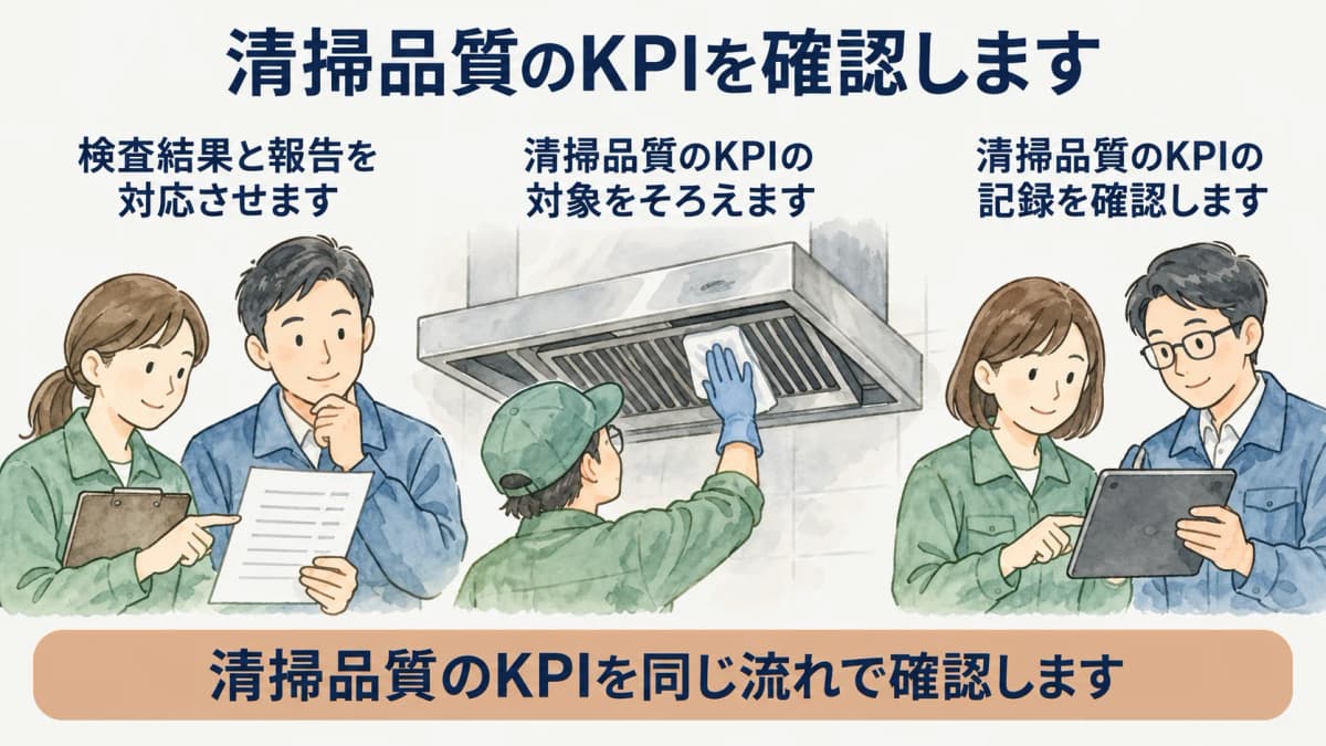 検査結果と作業報告を対応させる図