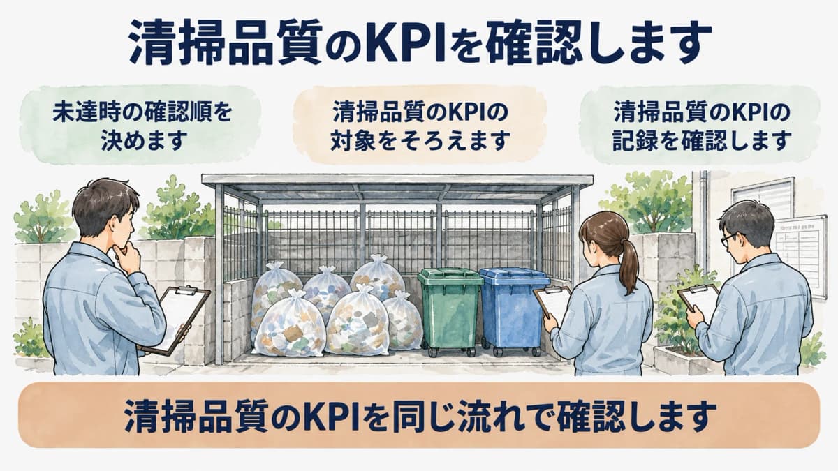 未達時に仕様と記録を順に確認する図