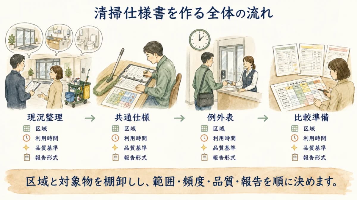 清掃仕様書を作る全体の流れ