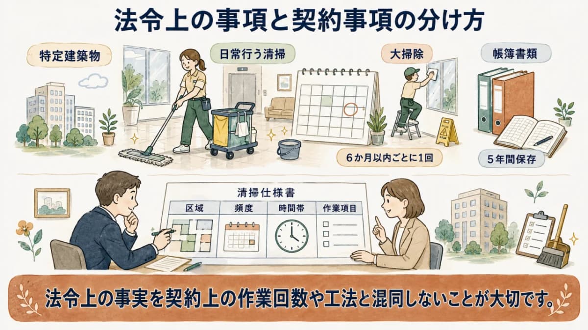 法令上の事項と契約事項の分け方