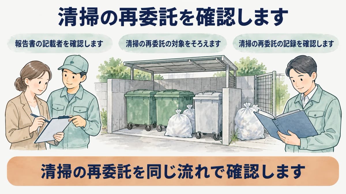 再委託の報告書記載者を確認する図