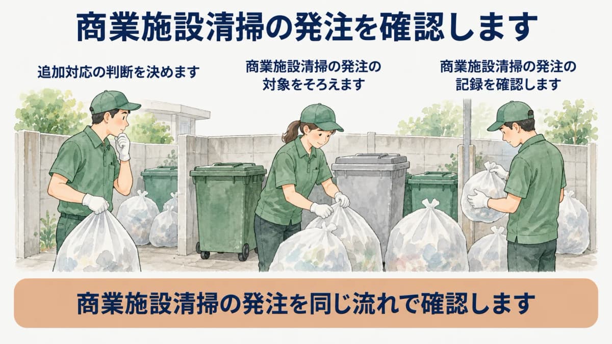 商業施設の清掃追加対応を判断する図