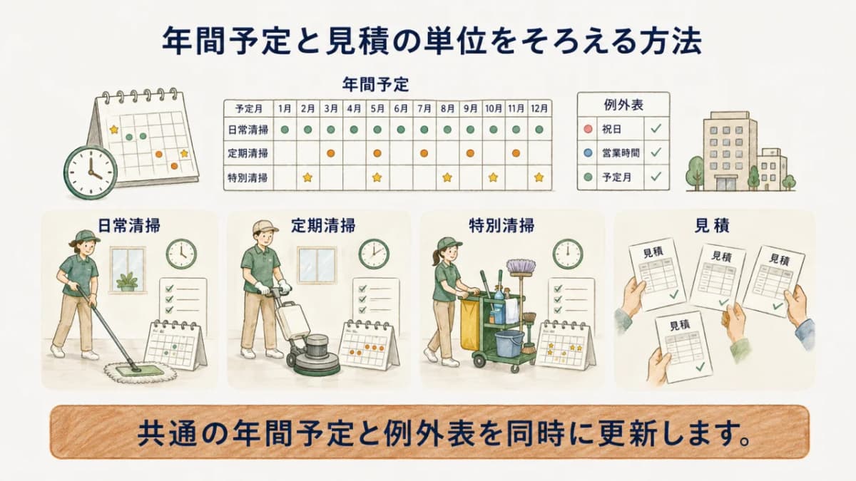 年間予定と見積の単位をそろえる方法
