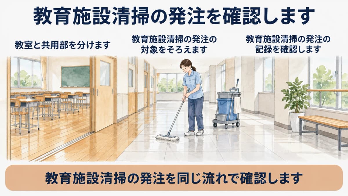 教育施設の教室と共用部を分ける発注図