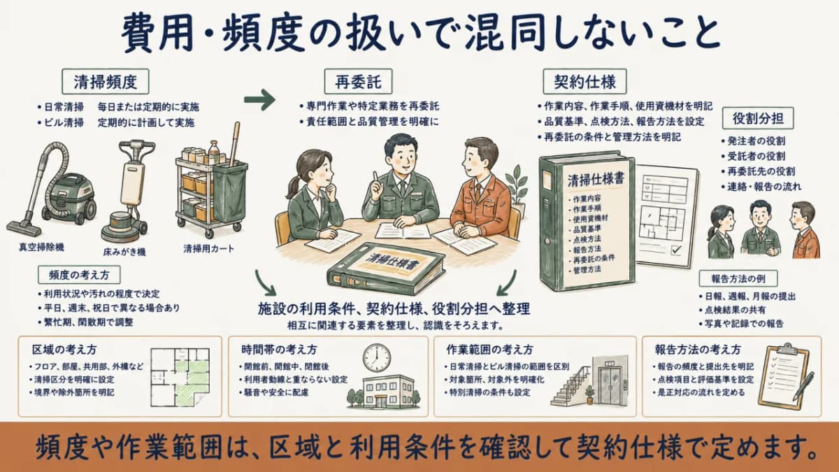 清掃頻度と再委託を混同しないための図