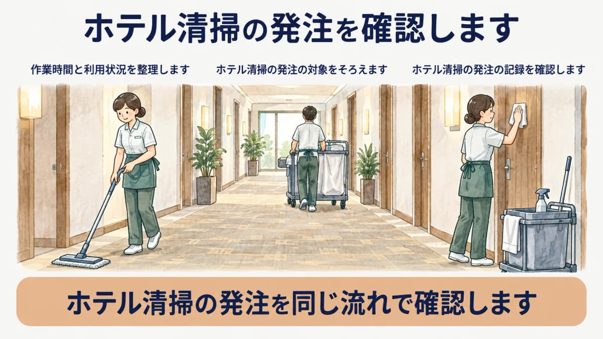 ホテル清掃の作業時間と利用状況を整理する図