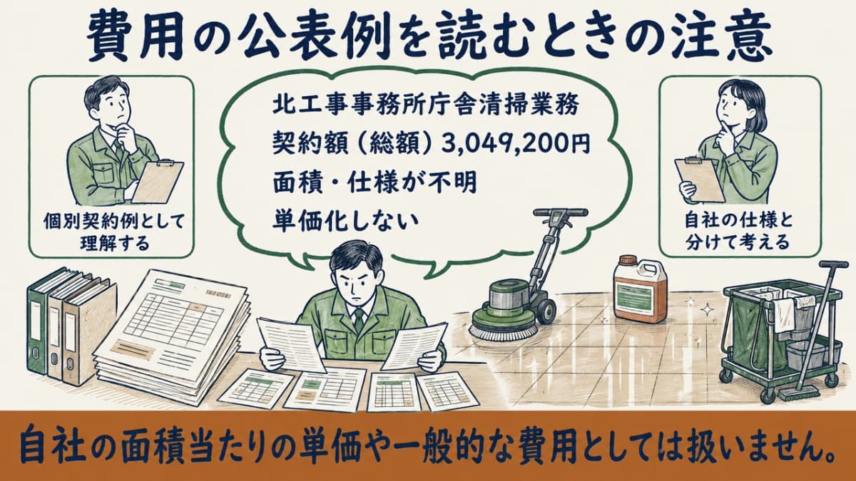 事務所清掃の公表額を個別例として読む図