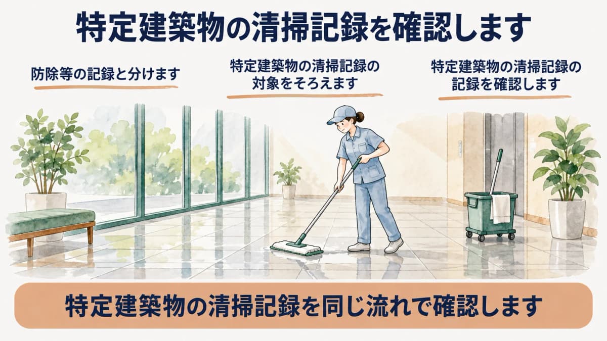 清掃記録と防除等の記録を分ける図