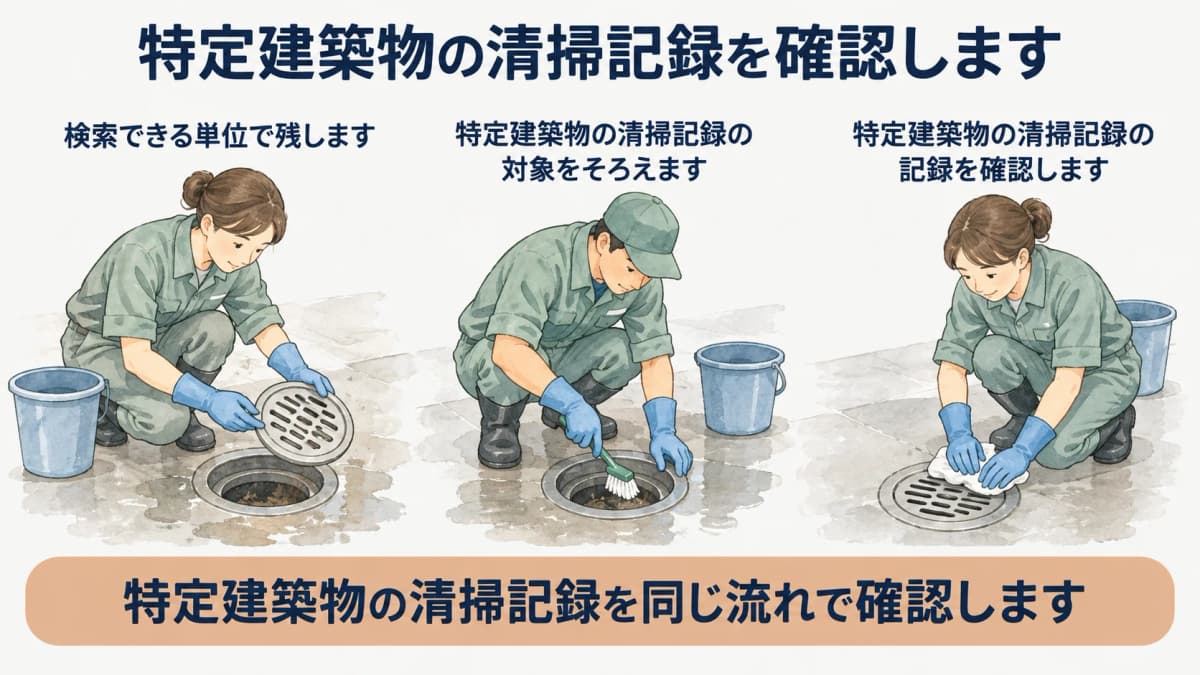 特定建築物の清掃記録を検索可能に残す図